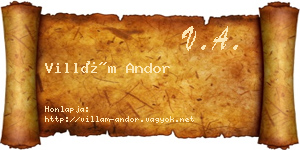 Villám Andor névjegykártya
